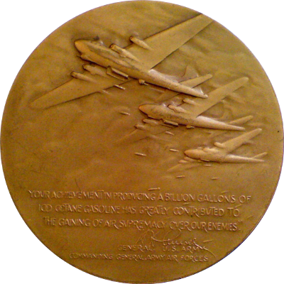 Reverse of Humble Oil medal