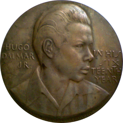 Plaque of Hugo Delmar at age 16